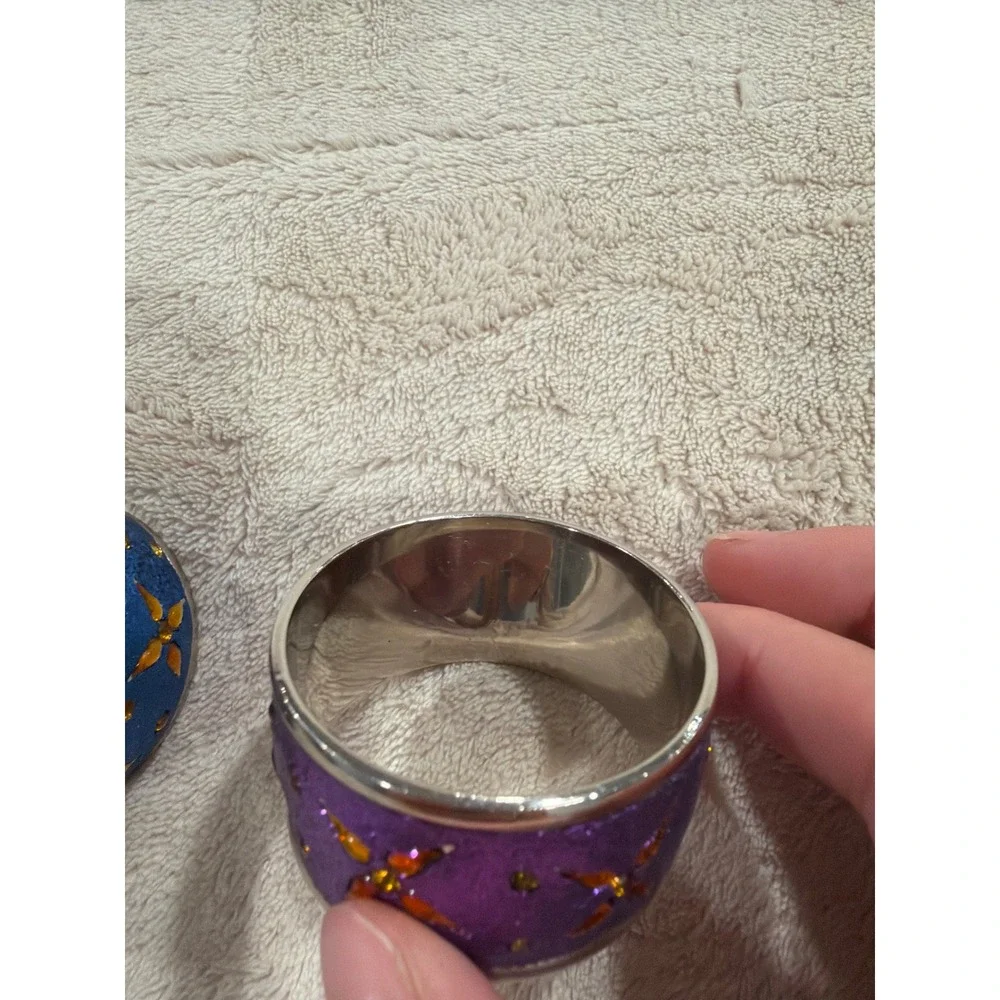 Pier 1 Napkin Rings Unisex OS Multicolor Good Glitter Nickel Plated Set of 4